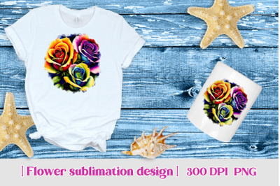 Rainbow rose sublimation | Flower t shirt design