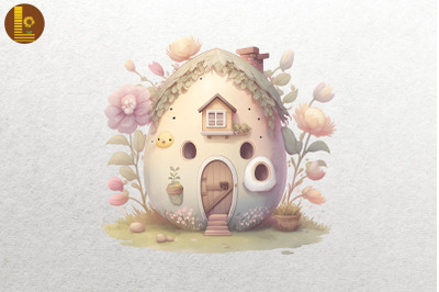 Cute Easter Egg House Watercolor 4