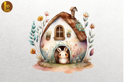 Cute Easter Egg House Watercolor 9