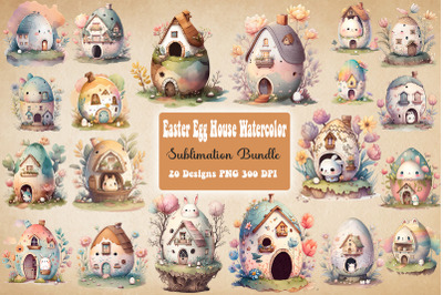 Easter Egg House Watercolor Bundle