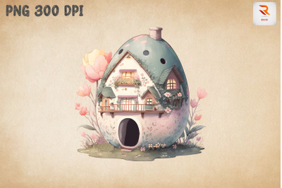 Watercolor Cute Easter Egg House 2