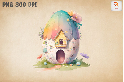 Watercolor Cute Easter Egg House 5