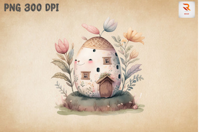 Watercolor Cute Easter Egg House 6