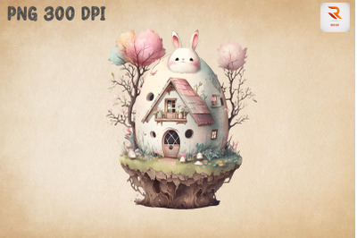 Watercolor Cute Easter Egg House 7