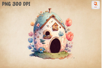 Watercolor Cute Easter Egg House 8