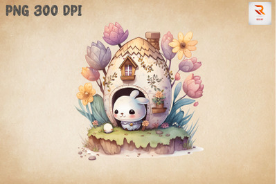 Watercolor Cute Easter Egg House 9