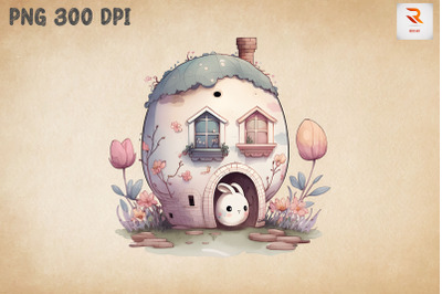 Watercolor Cute Easter Egg House 10