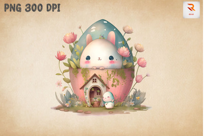 Watercolor Cute Easter Egg House 11