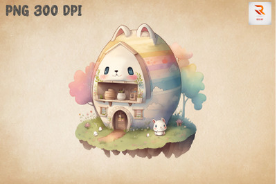 Watercolor Cute Easter Egg House 12