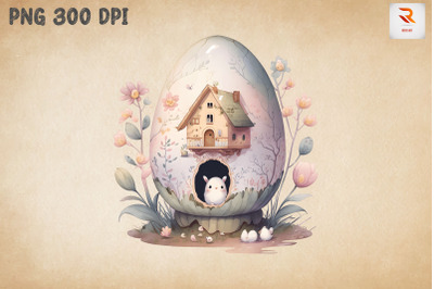 Watercolor Cute Easter Egg House 13