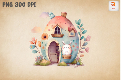 Watercolor Cute Easter Egg House 15