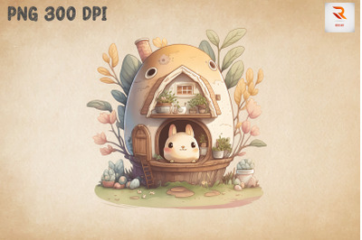 Watercolor Cute Easter Egg House 16