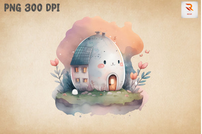 Watercolor Cute Easter Egg House 20