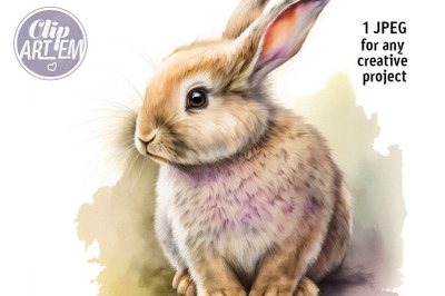 Rabbit Bunny Watercolor Painting Image Wall Decor Illustration 1 JPEG
