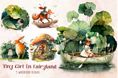 Watercolor Tiny Girl In Fairyland Bundle