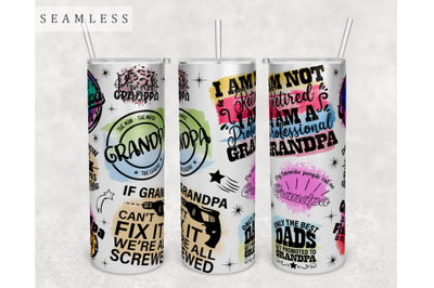 Grandpa Quotes Tumbler Wrap, 20 Oz Skinny Tumbler Grandpa Sayings PNG