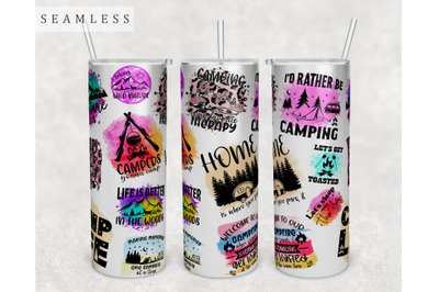 Camping Quotes Tumbler Wrap, 20 Oz Skinny Tumbler Camping Sayings