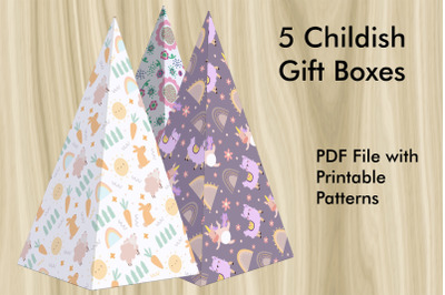5 Childish Gift Boxes - PDF Printable Patterns