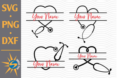 Split Heart Stethoscope SVG, PNG, DXF Digital Files Include