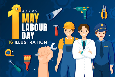 16 Happy Labor Day Vector Illustration