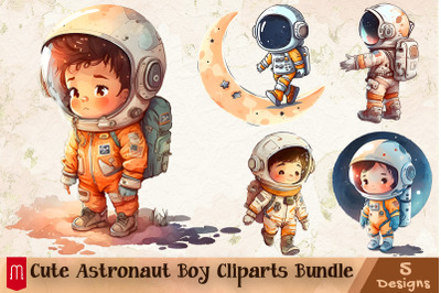 Cute Astronaut Boy Cliparts Bundle