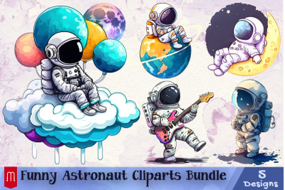 Funny Astronaut Cliparts Bundle