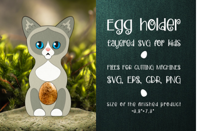 Snowshoe Cat | Easter Egg Holder Template