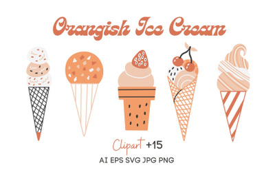 Orangish Ice Cream Clipart