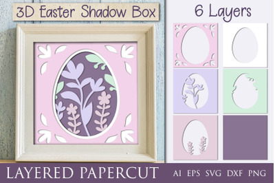 Easter shadow box svg, 3d easter egg layered papercut