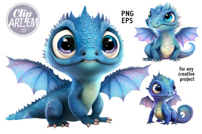 Blue Dragons clip art image vector illustration