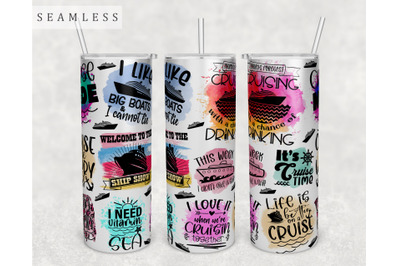 Cruise Quotes Tumbler Wrap, 20 Oz Skinny Tumbler Cruise Sayings