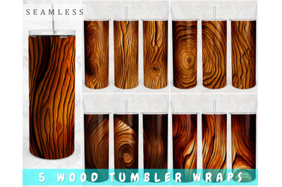 Rustic Wood Tumbler Wraps Bundle, 20 Oz Skinny Tumbler Wood Texture