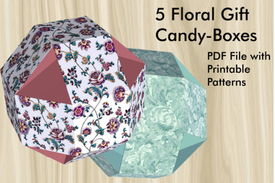 5 Ornamental Gift andy-Boxes - PDF Printable Patterns
