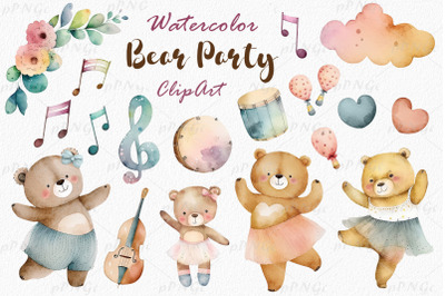 Watercolor Dancing Bears clipart
