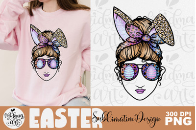 Messy bun bunny png, easter sublimation