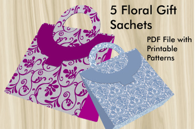 5 Ornamental Gift Sachets - PDF Printable Patterns