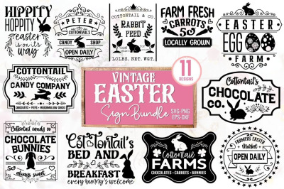 Vintage Easter Sign SVG Bundle