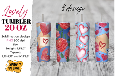 Lovely tumbler 20 oz sublimation mini bundle. 4 design PNG