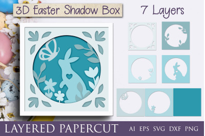 Easter shadow box with bunny svg&2C; 3d layered