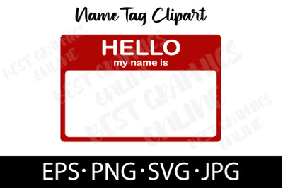 Name Tag EPS SVG PNG JPG Hello my name is tags eps svg