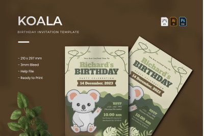 Koala - Birthday Invitation