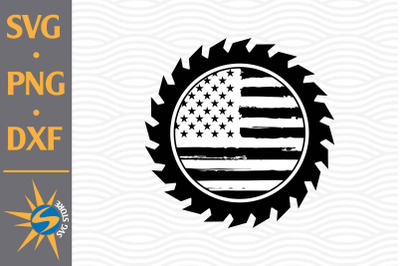 Saw Blade US Flag SVG, PNG, DXF Digital Files Include