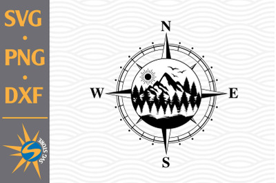 Compass Mountain SVG, PNG, DXF Digital Files Include