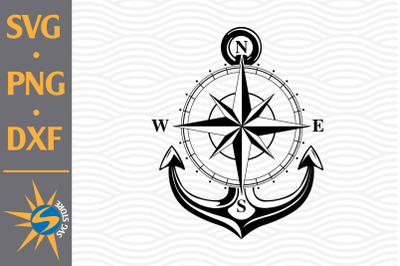 Compass Anchor SVG, PNG, DXF Digital Files Include