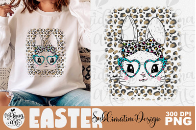 Bunny face leopard png, easter sublimation