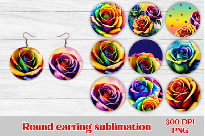 Round earring sublimation | Flower earring