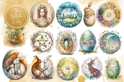 Ostara Wiccan Easter Clipart Set