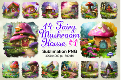 Watercolor Fairy Mushroom House in Mystery Forest #1