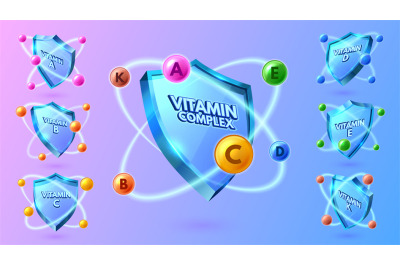 Vitamin shield. Multi-vitamin complex for health protection, label for