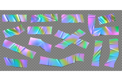 Holographic foil tape. Realistic iridescent rainbow colored adhesive t